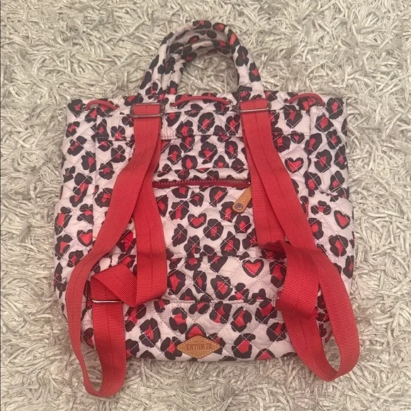 MZWallace Metro Convertible Heart Patterned Backpack - Red and Black Quilted - Picture 3 of 9